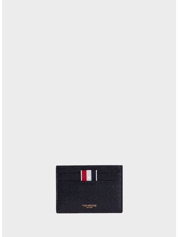 PORTACARTE SINGLE CARD HOLDER IN PEBBLE GRAIN LEATHER, 001 BLACK, small