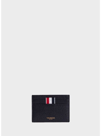PORTACARTE SINGLE CARD HOLDER IN PEBBLE GRAIN LEATHER, 001 BLACK, small