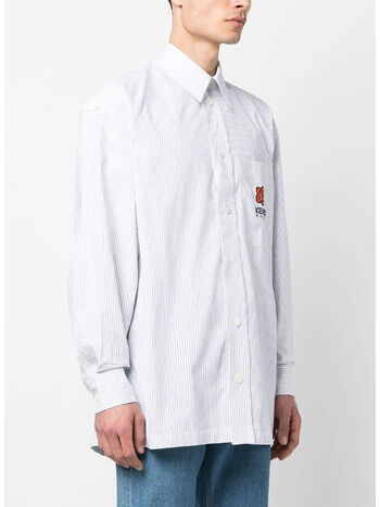 CAMICIA RIGHE POPELINE BOKE FLOWER, 77 BIANCO, small