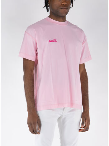 T-SHIRT INSIDE-OUT EMBROIDERED LOGO, BABY PINK/HOT PINK, small