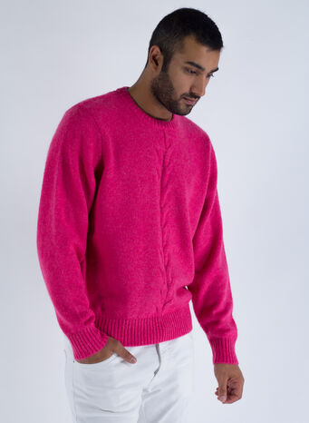 MAGLIONE DOUBLE CABLE, PINK, small