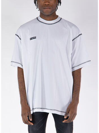 T-SHIRT INSIDE-OUT EMBROIDERED LOGO, WHITE, small