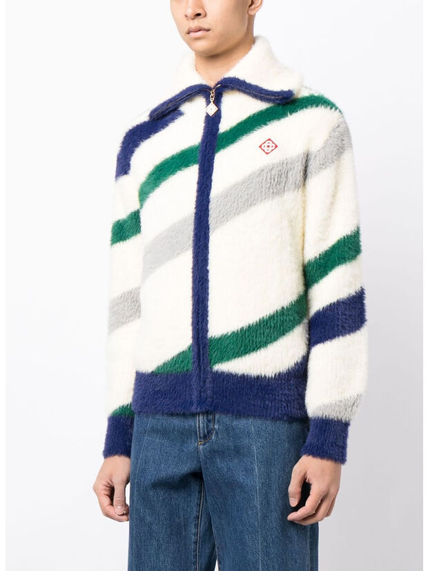 PULLOVER FURRY STRIPED ZIP UP, , large