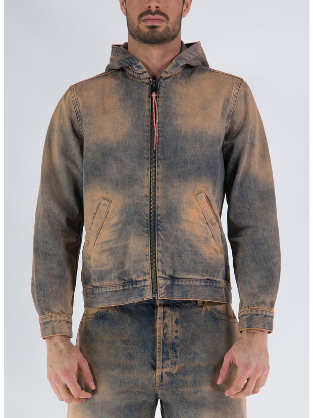 GIACCA ACID WASH HOODED DENIM, PCH PEACH, large