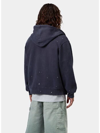 FELPA HOODED PAINTER, 1CEJ Dark Navy, destroy wash, splatter, small
