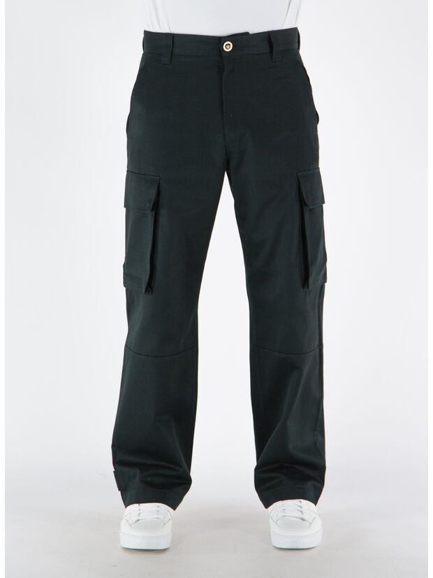 PANTALONE INFORMALE IN DRILL DI COTONE, 1B000 NERO, large
