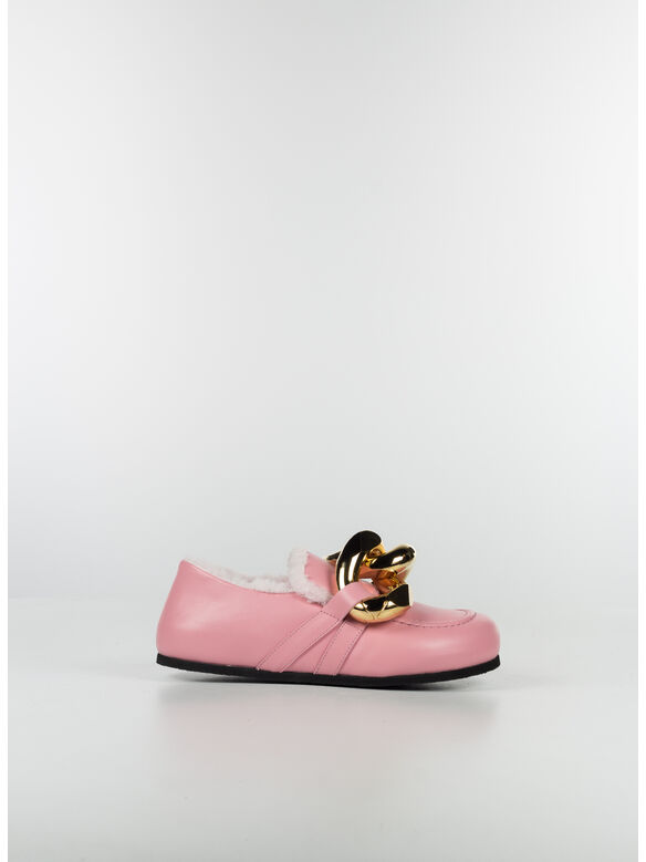 SCARPA CHAIN LOAFER CLOSE BACK, 16314 PINK+ECOFUR+CHAINGOLD, medium