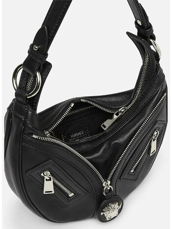 BORSA HOBO PICCOLA REPEAT, 1B00P NERO-PALLADIO LUCIDO, small