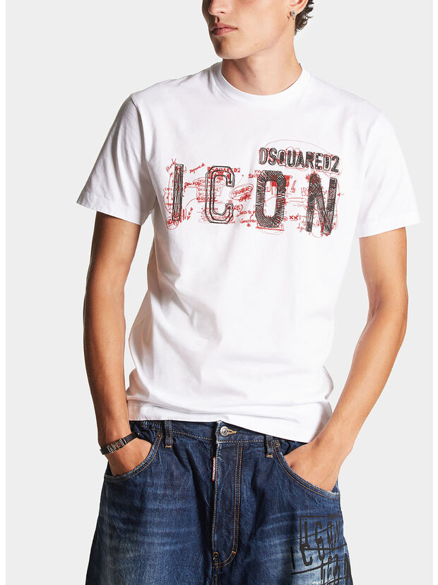 T-SHIRT ICON SCRIBBLE, 100 WHITE, large