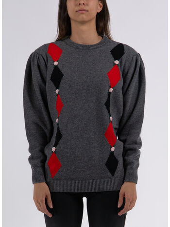 PULLOVER KNITTED JUMPER, 003 GREY MELANGE, small