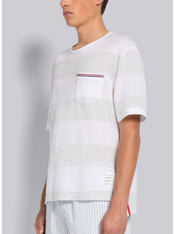 T-SHIRT OVERSIZED SHORT SLEEVE POCKET, 057 PALE GREY/WHITE, small