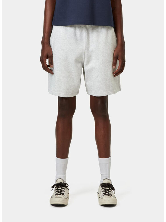 SHORTS ELASTIC-WAISTBAND TRACK, 00T60 Ash Heather / White, heavy stone wash, medium