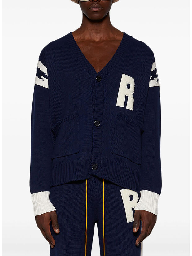 CARDIGAN IN MAGLIA LIGHTNING, 0364 	NAVY/WHITE, large