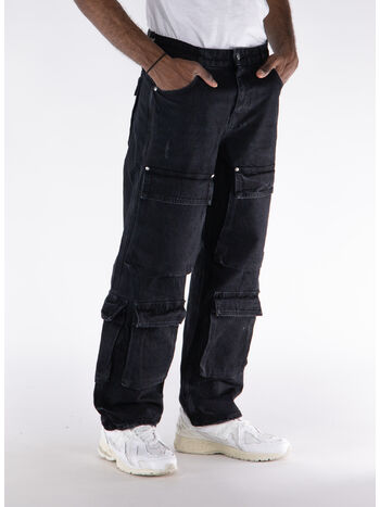 JEANS R3CA CARGO DENIM, 01 BLACK, small