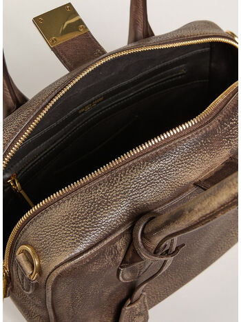 BORSA VITA IN PELLE VINTAGE UNISEX, 55682 CREMA/MARRONE, small