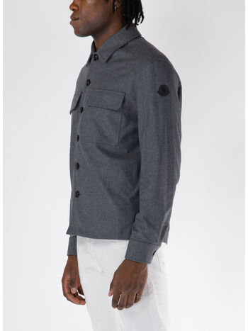 CAMICIA CON PATCH LOGO IN PELLE, 940, small