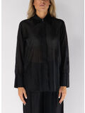 CAMICIA SEMITRASPARENTE CON COLLO BUTTON DOWN, NERO, thumb