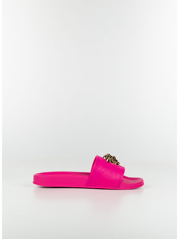 CIABATTA GOMMA CON MEDUSA, 1P86V FUXIA/ORO VERSACE, small