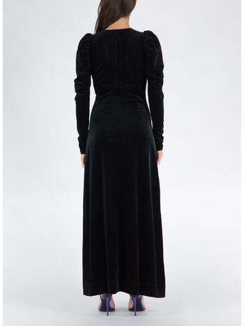 ABITO LUNGO VELVET JERSEY, 099 BLACK, small