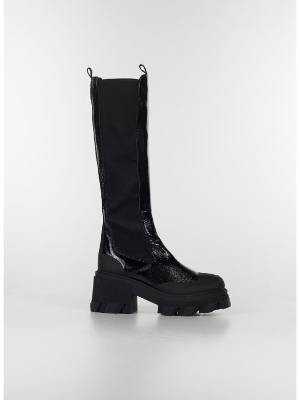 STIVALE CLEATED HEELED HIGH CHELSEA BOOT, 099 BLACK, medium