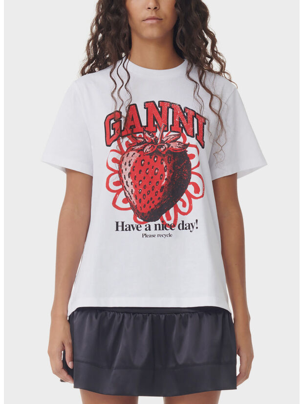 T-SHIRT BASIC STRAWBERRY, 151 BRIGHT WHITE, large