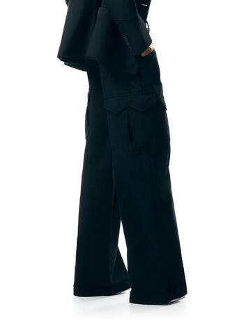 PANTALONE WASHED COTTON GABARDINE, LB999 BLACK, small