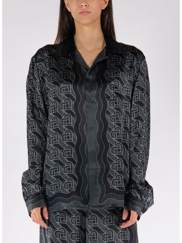 CAMICIA CUBAN COLLAR, 12 HEART MONOGRAMME BLACK, medium