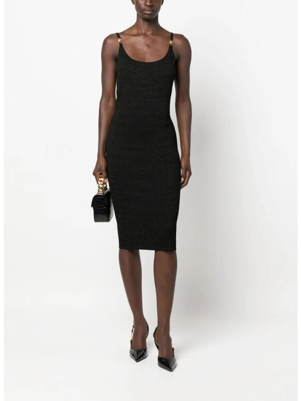 ABITO IN MAGLIA JACQUARD CROCODILE LUREX, 1B000 BLACK, large