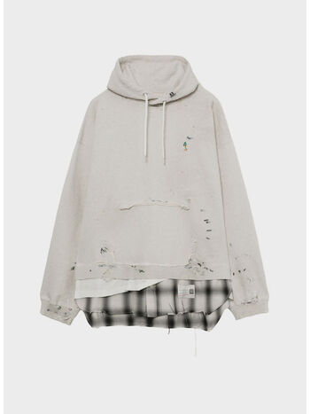 FELPA HOODIE TRIPLE LAYERED, WHITE, small
