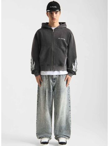 FELPA WESANDRA ZIP-HOODIE, WASHED BLACK, small