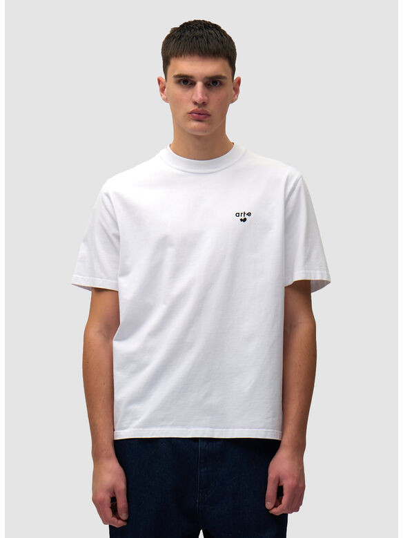 T-SHIRT HEART LOGO, 100 WHITE, medium