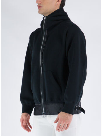 FELPA SPONGE SWEAT X NYLON TWILL, 001 BLACK, small