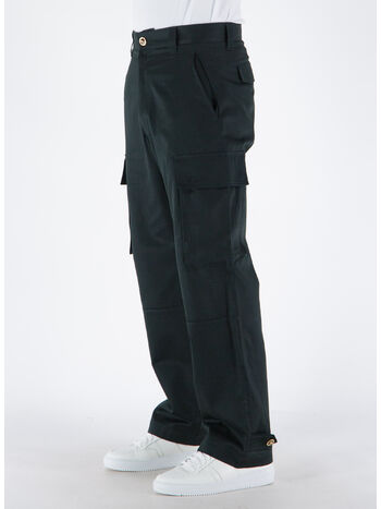 PANTALONE INFORMALE IN DRILL DI COTONE, 1B000 NERO, small