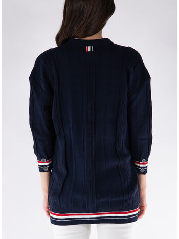 CARDIGAN OVER STRIPE, 415 BLU, small