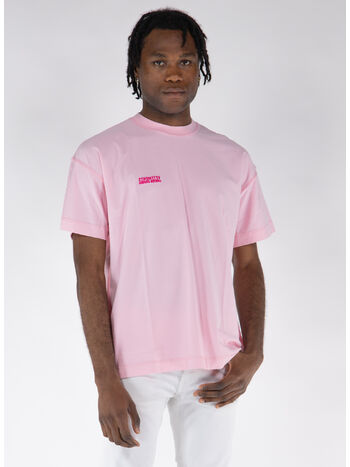 T-SHIRT INSIDE-OUT EMBROIDERED LOGO, BABY PINK/HOT PINK, small