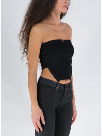 TOP ANGLED RIB BUSTIER, BLACK, small