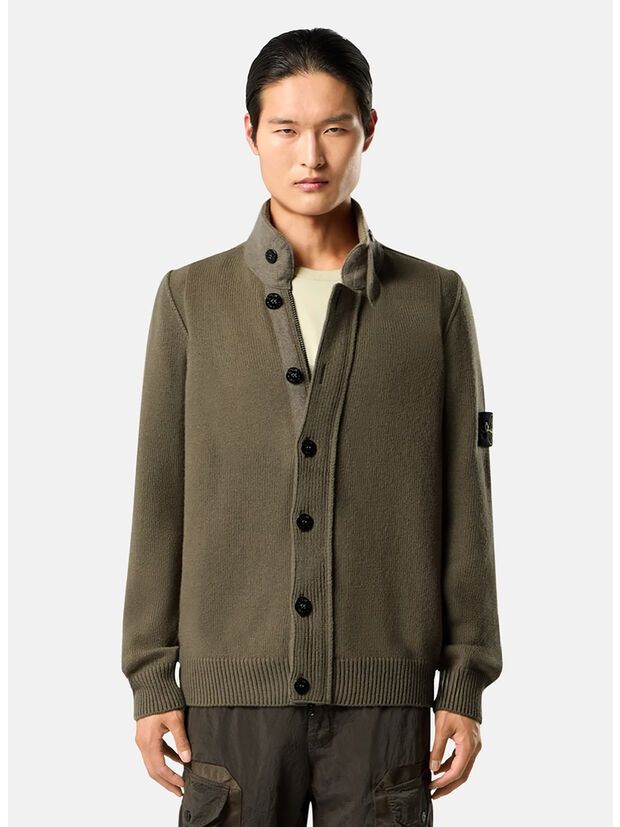 CARDIGAN LAMBSWOOL, V005G MILITARYGREEN, large