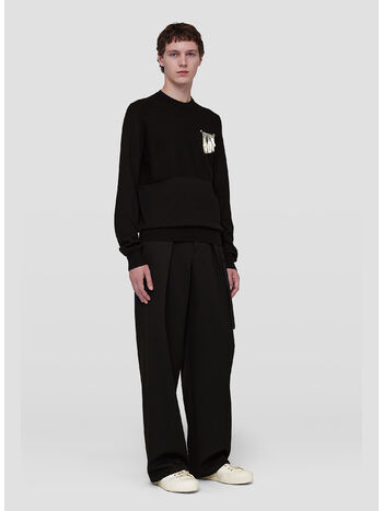 PULLOVER EXTRA FINE MERINO CREW NECK, 001 BLACK, small