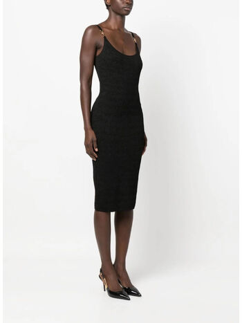ABITO IN MAGLIA JACQUARD CROCODILE LUREX, 1B000 BLACK, small
