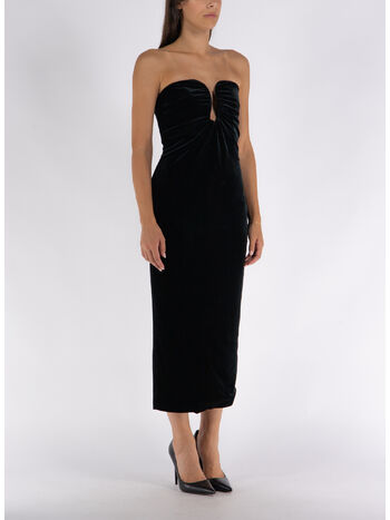 ABITO MIDI VELVET STRAPLESS, BLACK, small