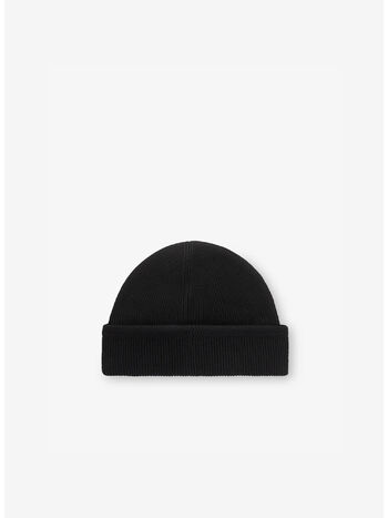 CAPPELLO IN MAGLIA CON PATCH COMPASS E RISVOLTO A COSTINE, V0029 BLACK, small