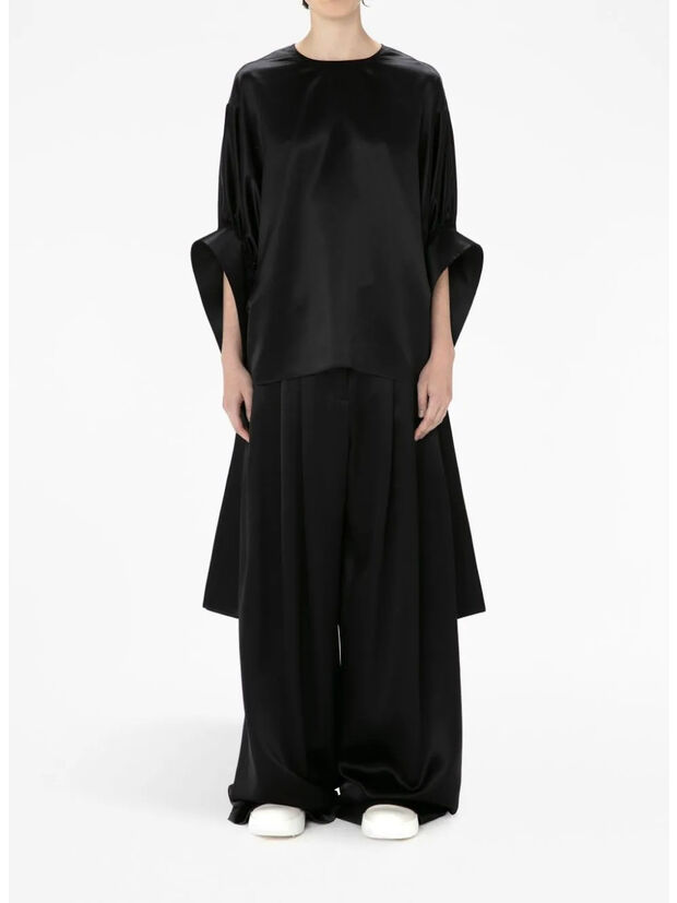 TOP CON MANICHE OVERSIZE, 999 BLACK, large