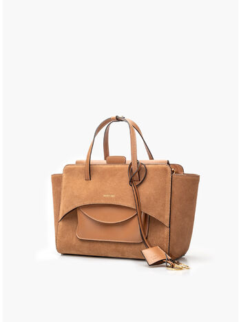 BORSA FLAP M SUEDE, CGN COGNAC, small