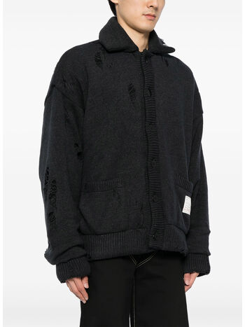 CARDIGAN IN MAGLIA IMBOTTITO, BLACK, small
