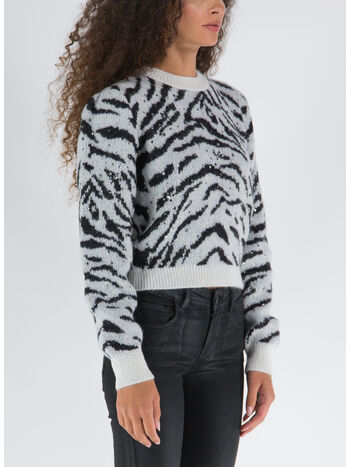 PULLOVER ZEBRA PATTERN ANIMALIER, 9001 WHITE, small