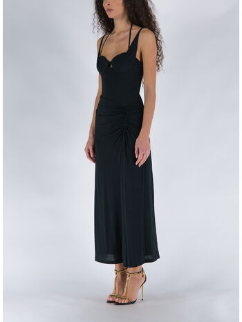 ABITO MIDI NAOMI DRAPED JERSEY, BLACK, small