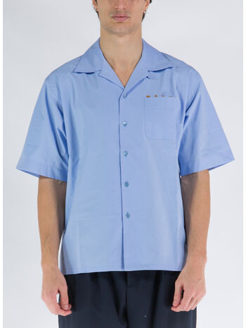 CAMICIA BOWLING IN COTONE TINTO FILO, LOB50, small