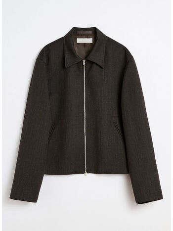 GIACCA MINI CON ZIP, HAVANA BROWN CHAIN WOOL, small