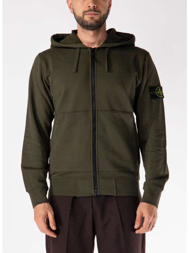FELPA FULL ZIP CON PATCH LOGO, V0054 VERDE MILITARE, large