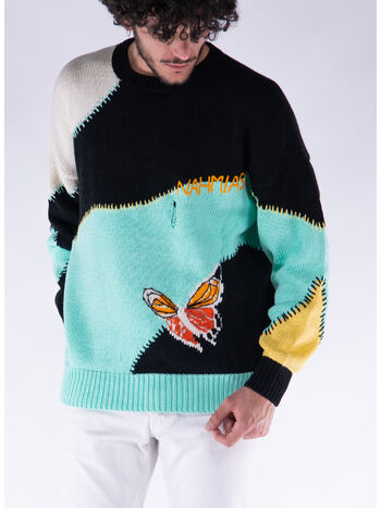 MAGLIONE A GIROCOLLO BUTTERFLY INTARSIA, MARINE BLUE/MULTI, small